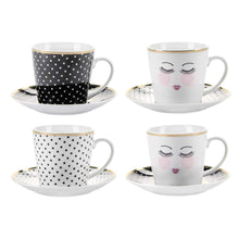 Cargar imagen en el visor de la galería, Eyes&amp;dots - Set 4 tazas de café Miss Étoile
