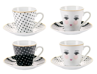 Eyes&dots - Set 4 tazas de café espresso Miss Étoile
